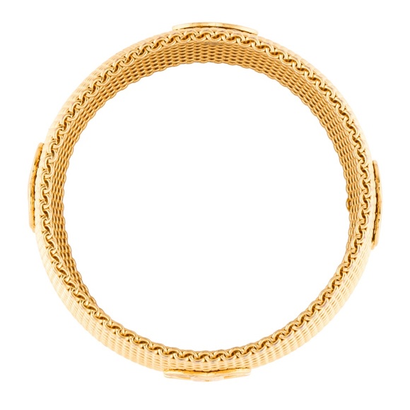 CHANEL CC GOLD-PLATED MESH BANGLE BRACELET - VINTAGE 97P - Picture 4 of 7
